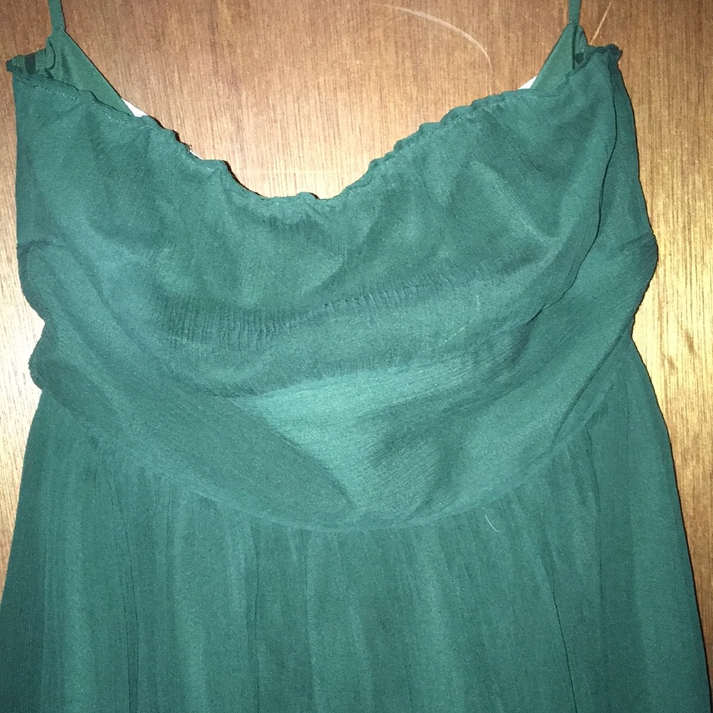 Green strapless Sheer cocktail dress.